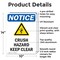 Signmission Crush Hazard Keep Clear OSHA Notice Sign, Aluminum, 10in W x 14in L, 2PK OS-2PACK-NS-A-1014-V-10848 - alternate 6